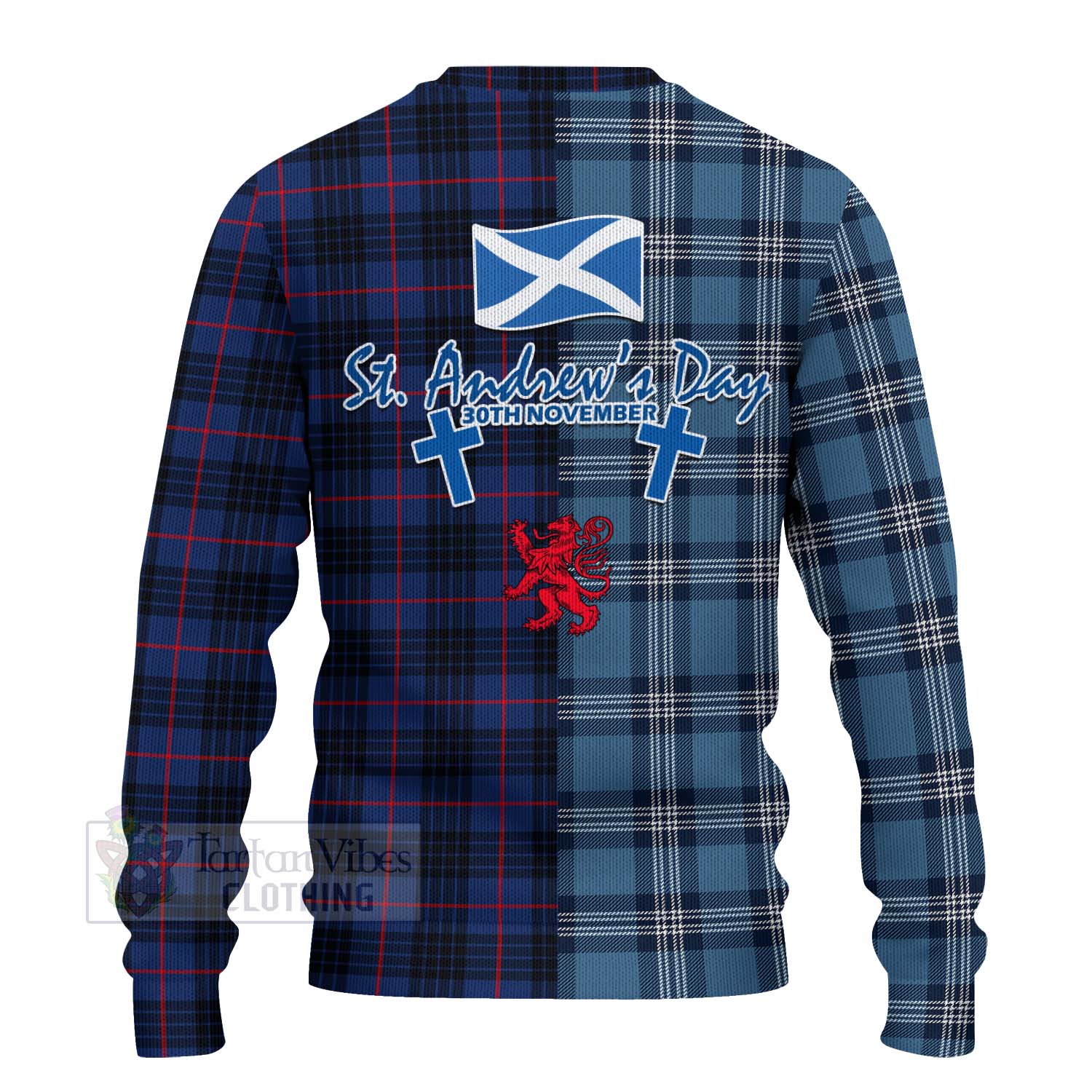 Tartan Vibes Clothing Morgan Tartan Knitted Sweater Happy St. Andrew's Day Half Tartan Style