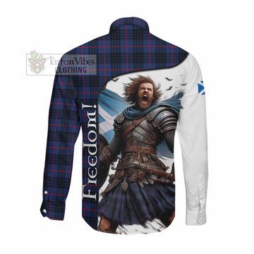 Morgan Crest Tartan Long Sleeve Button Shirt Inspired by the Freedom of Scottish Warrior Men's Shirt - Tartan Vibes Clothing