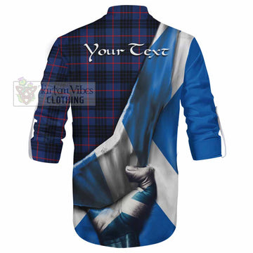 Morgan Tartan Ghillie Kilt Shirt with Family Crest Scotland Patriotic Style - Tartan Vibes Clothing