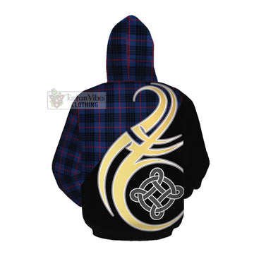 Morgan Tartan Cotton Hoodie with Family Crest and Celtic Symbol Style Pullover Hoodie - Tartan Vibes Clothing