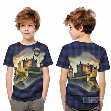 Morgan Tartan Family Crest Kid T-Shirt with Scottish Ancient Castle Style - Tartan Vibes Clothing