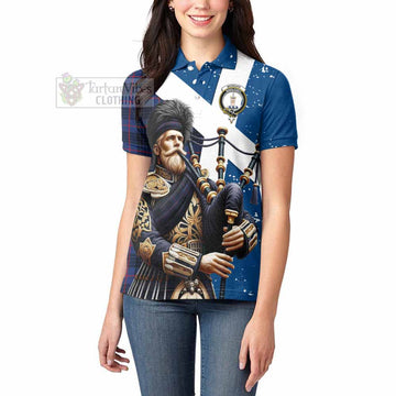 Morgan Tartan Women's Polo Shirt with Family Crest Scottish Bagpiper Vibes - Tartan Vibes Clothing