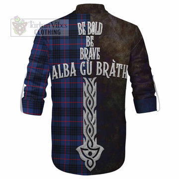 Morgan Tartan Family Crest Ghillie Kilt Shirt Alba Gu Brath Be Brave Lion Ancient Style - Tartan Vibes Clothing