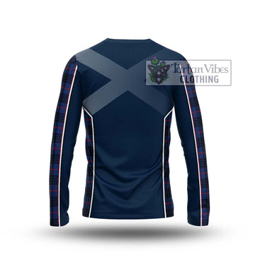 Morgan Tartan Long Sleeve T-Shirt with Family Crest and Lion Rampant Vibes Sport Style - Tartan Vibes Clothing