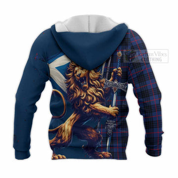 Morgan Tartan Family Crest Knitted Hoodie with Scottish Majestic Lion