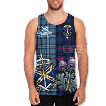 Morgan Tartan Men's Tank Top Happy St. Andrew's Day Half Tartan Style