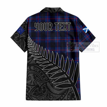 Morgan Crest Tartan Hawaiian Shirt with New Zealand Silver Fern Half Style - Tartan Vibes Clothing