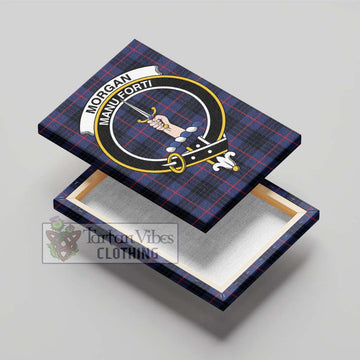 Morgan Tartan Canvas Print Wall Art with Family Crest