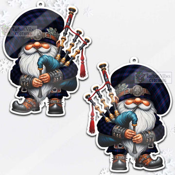 Morgan Tartan Bagpiper Gnome Christmas Ornament