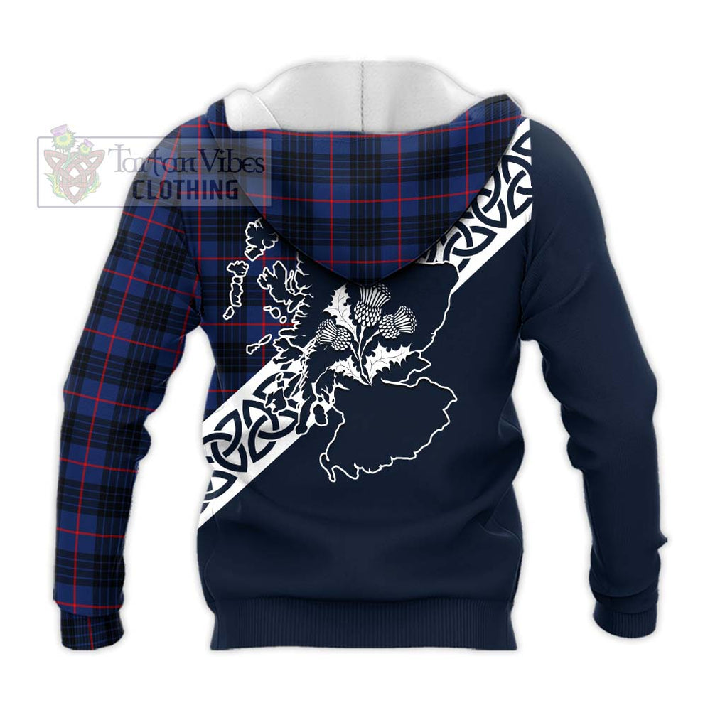 Tartan Vibes Clothing Morgan Tartan Knitted Hoodie Featuring Thistle and Scotland Map