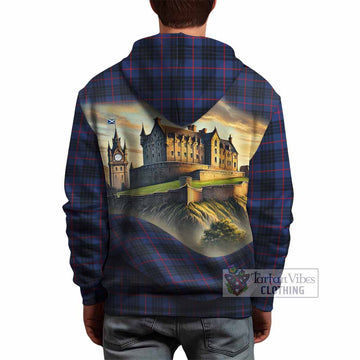 Morgan Tartan Family Crest Hoodie with Scottish Ancient Castle Style - Tartan Vibes Clothing