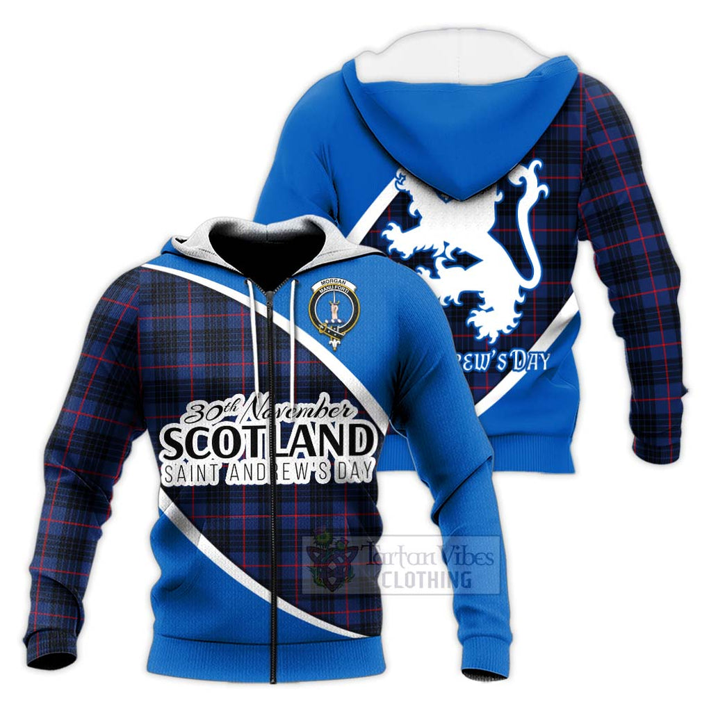 Tartan Vibes Clothing Morgan Family Crest Tartan Knitted Hoodie Celebrate Saint Andrew's Day in Style