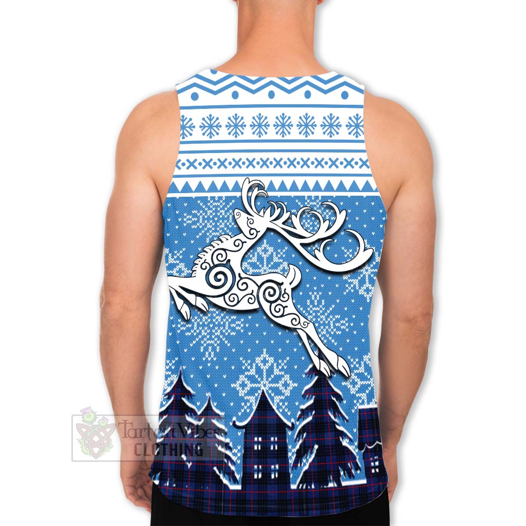 Tartan Vibes Clothing Morgan Clan Christmas Men's Tank Top Celtic Reindeer Style