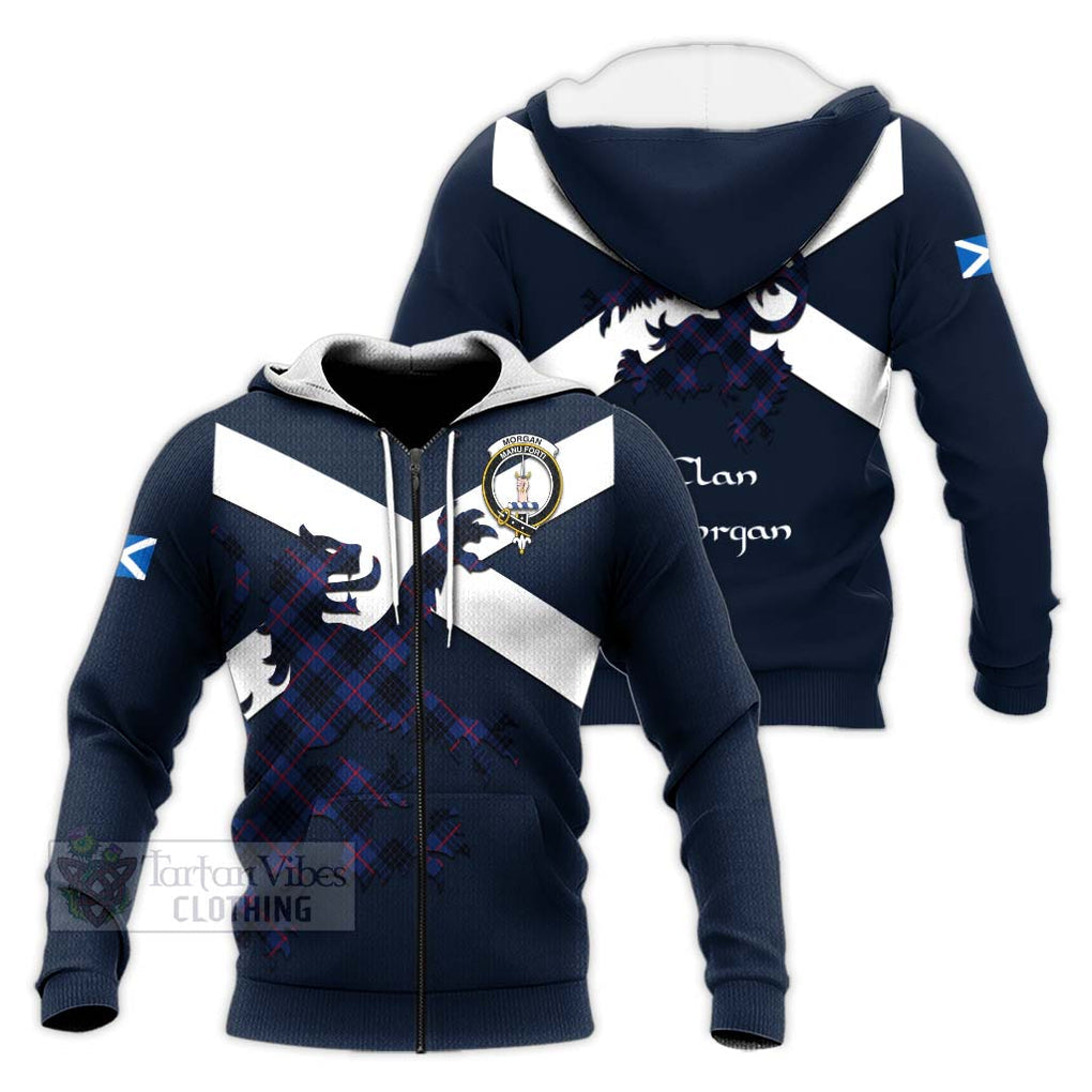 Tartan Vibes Clothing Morgan Tartan Lion Rampant Knitted Hoodie – Proudly Display Your Heritage with Alba Gu Brath and Clan Name