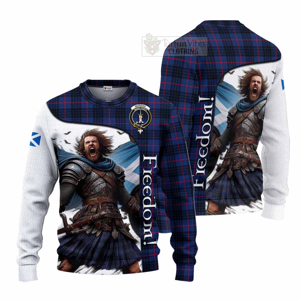 Tartan Vibes Clothing Morgan Crest Tartan Knitted Sweater Inspired by the Freedom of Scottish Warrior