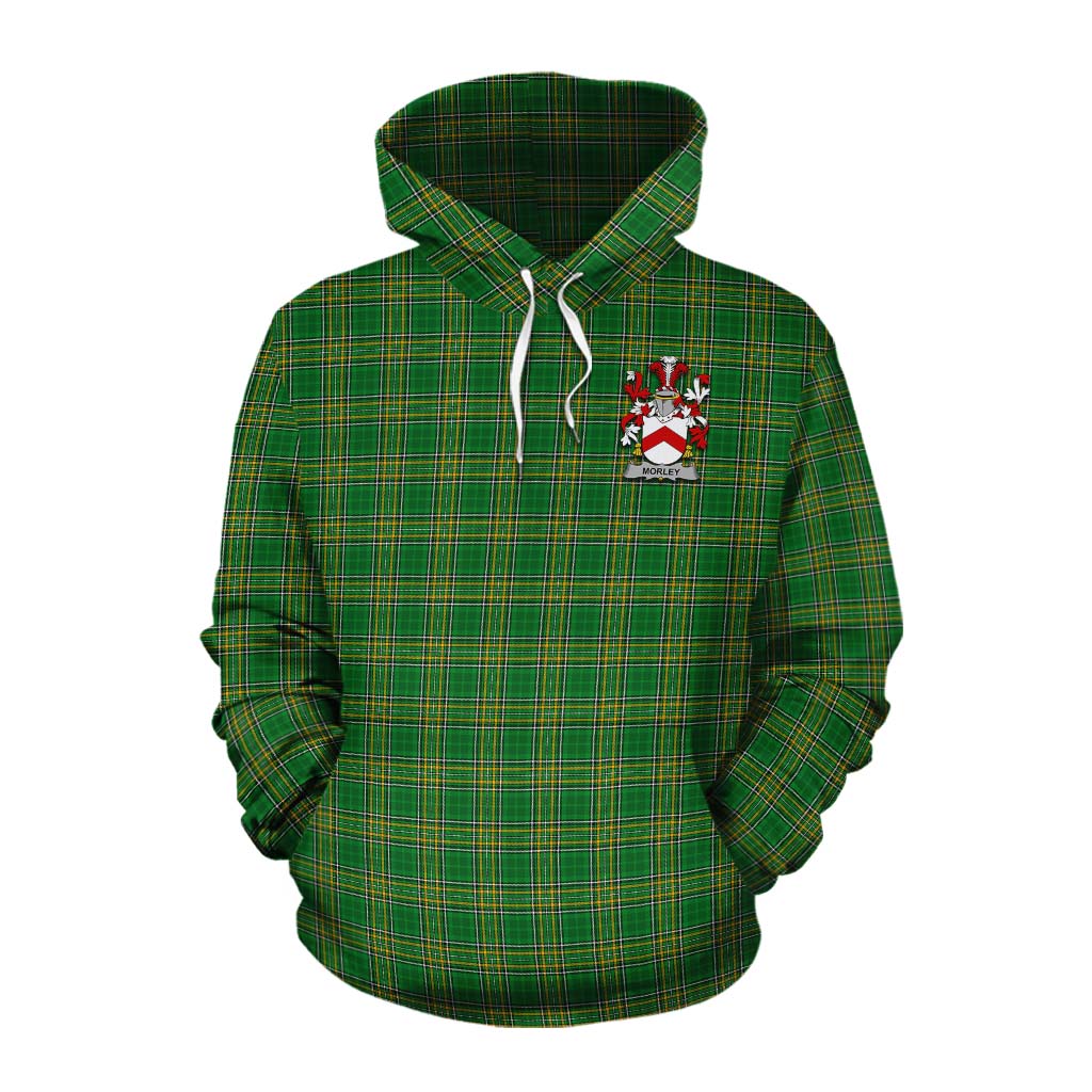 Morley Irish Clan Tartan Cotton Hoodie with Coat of Arms Pullover Hoodie XS - Tartan Vibes Clothing