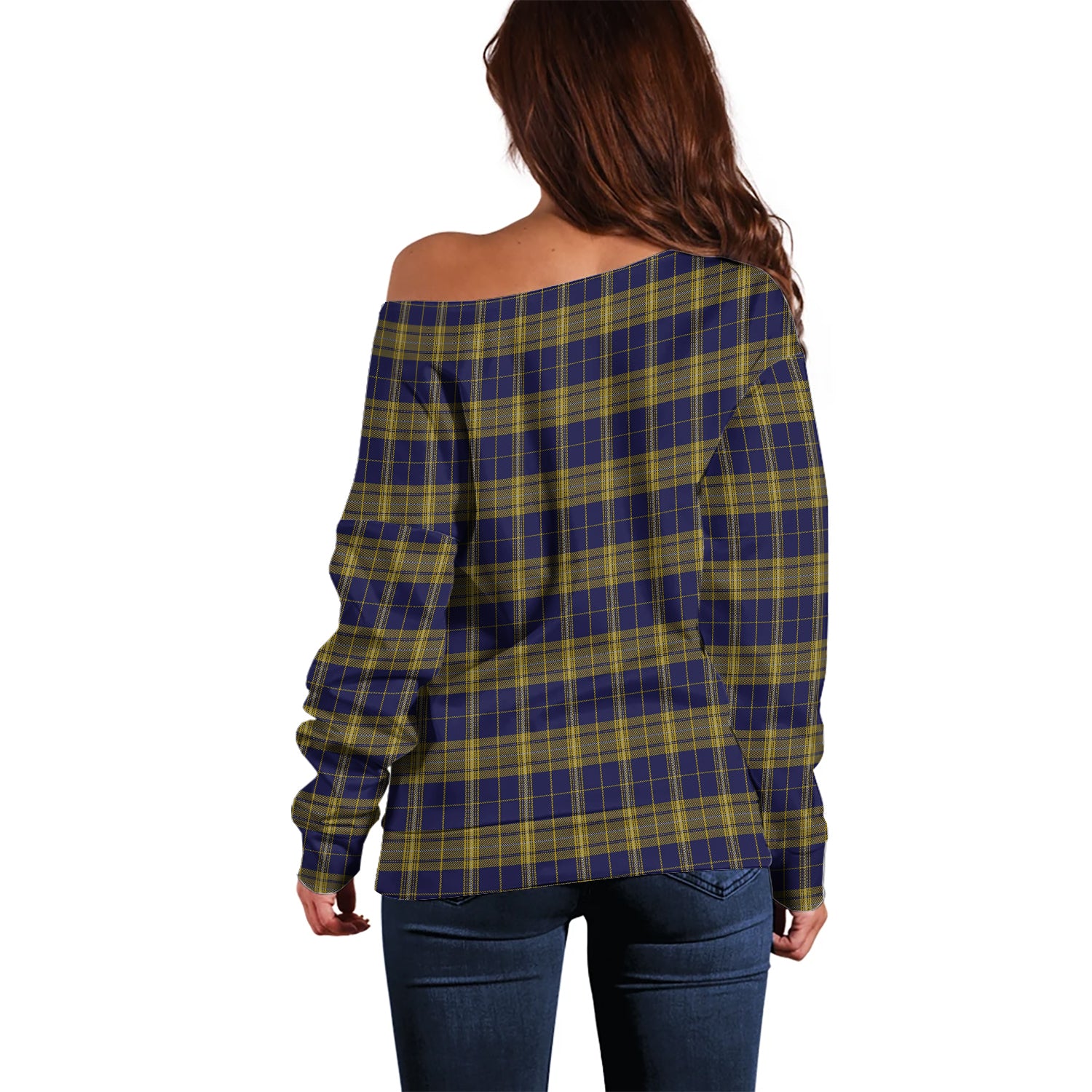 Morris of Wales Tartan Off Shoulder Women Sweater - Tartanvibesclothing