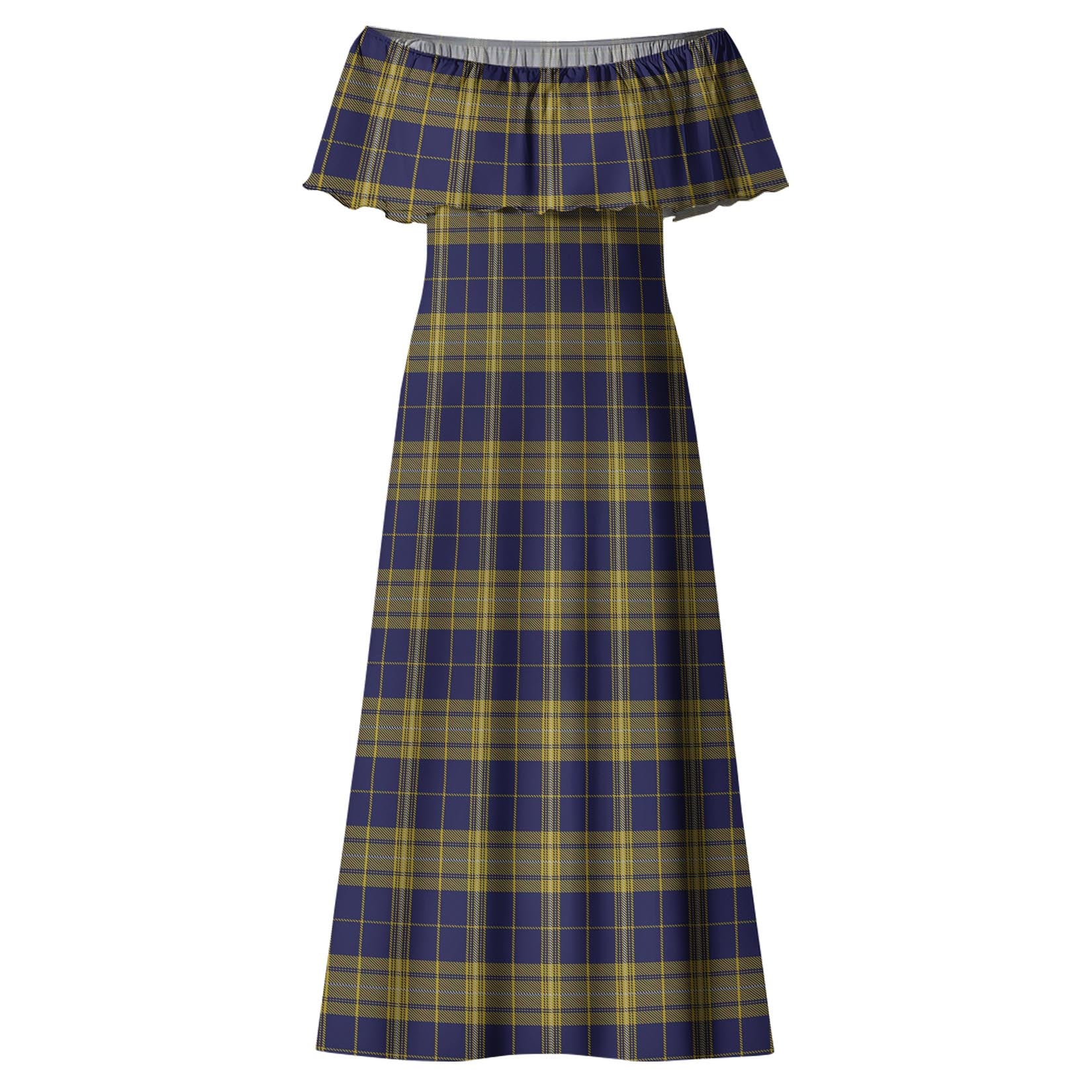 Morris of Wales Tartan Off Shoulder Long Dress - Tartanvibesclothing