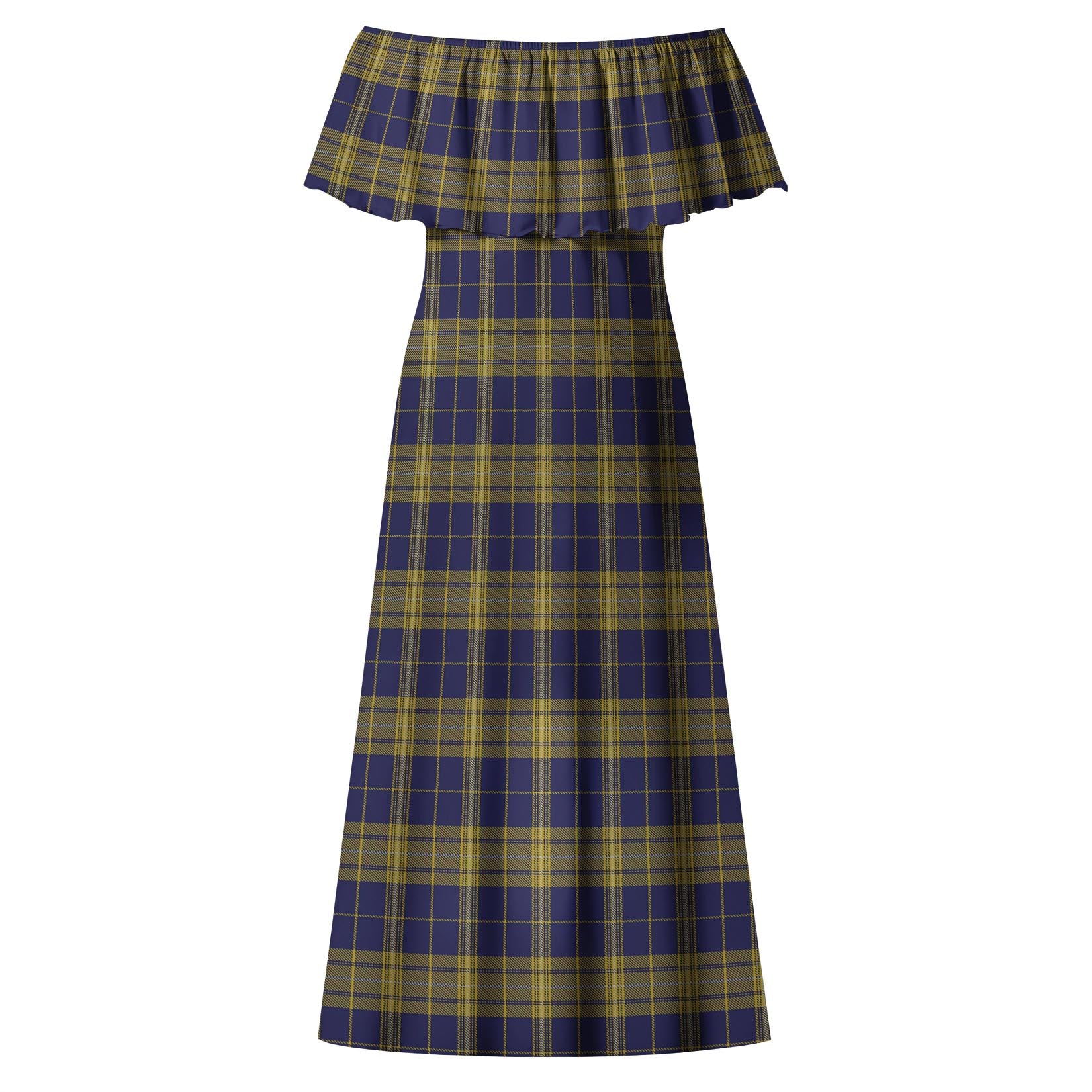 Morris of Wales Tartan Off Shoulder Long Dress - Tartanvibesclothing