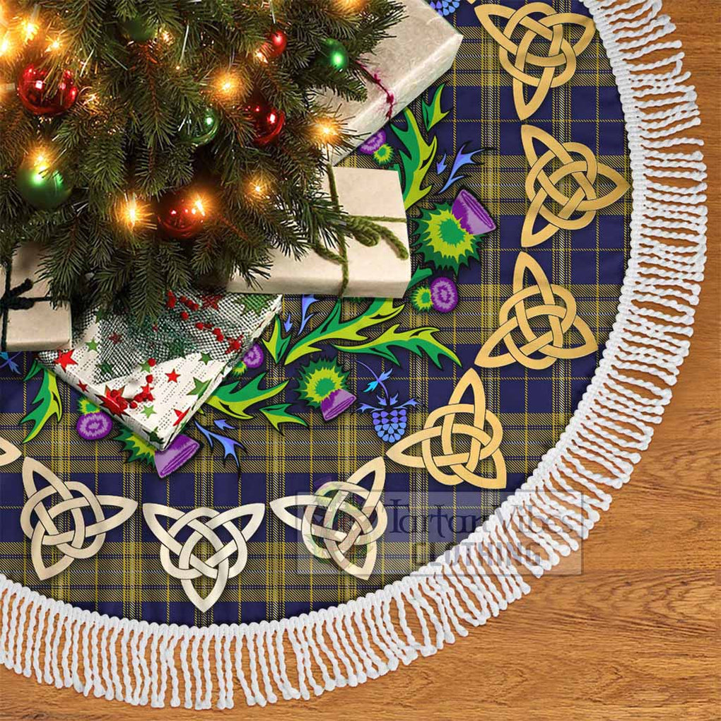 Tartan Vibes Clothing Morris of Wales Tartan Christmas Tree Skirt with Thistle Celtic Knot Style