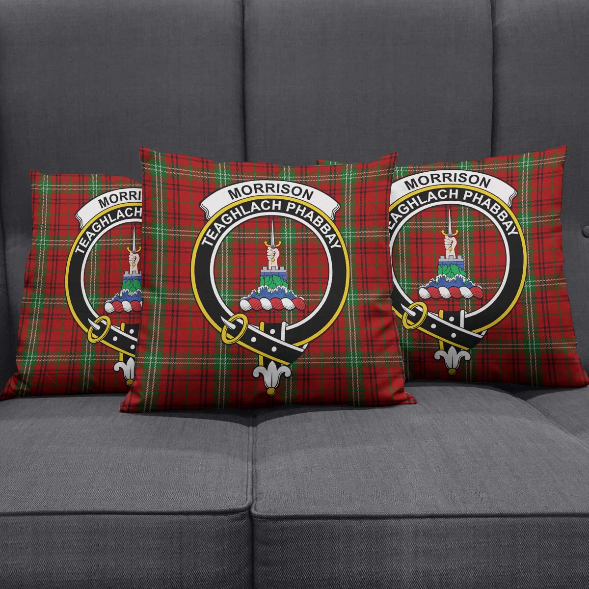 Morrison Tartan Pillow Cover with Family Crest Rectangle Pillow Cover 51*91cm - Tartan Vibes Clothing