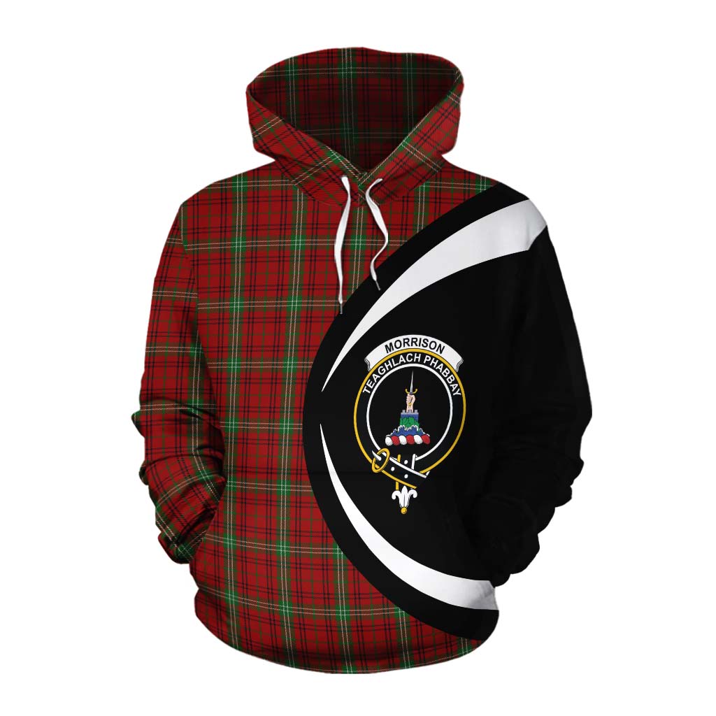 Tartan Vibes Clothing Morrison Tartan Cotton Hoodie with Family Crest Circle Style