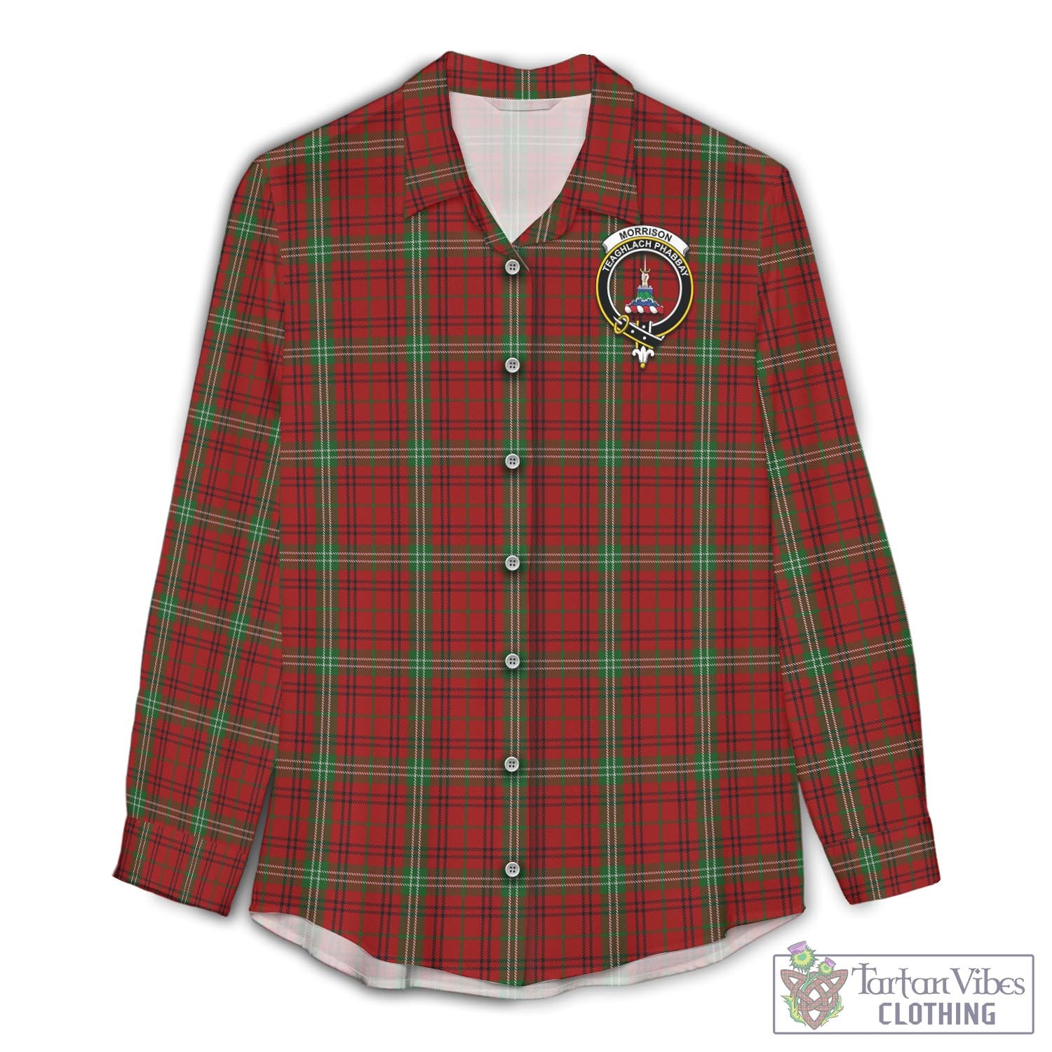 Tartan Vibes Clothing Morrison Tartan Womens Casual Shirt with Family Crest