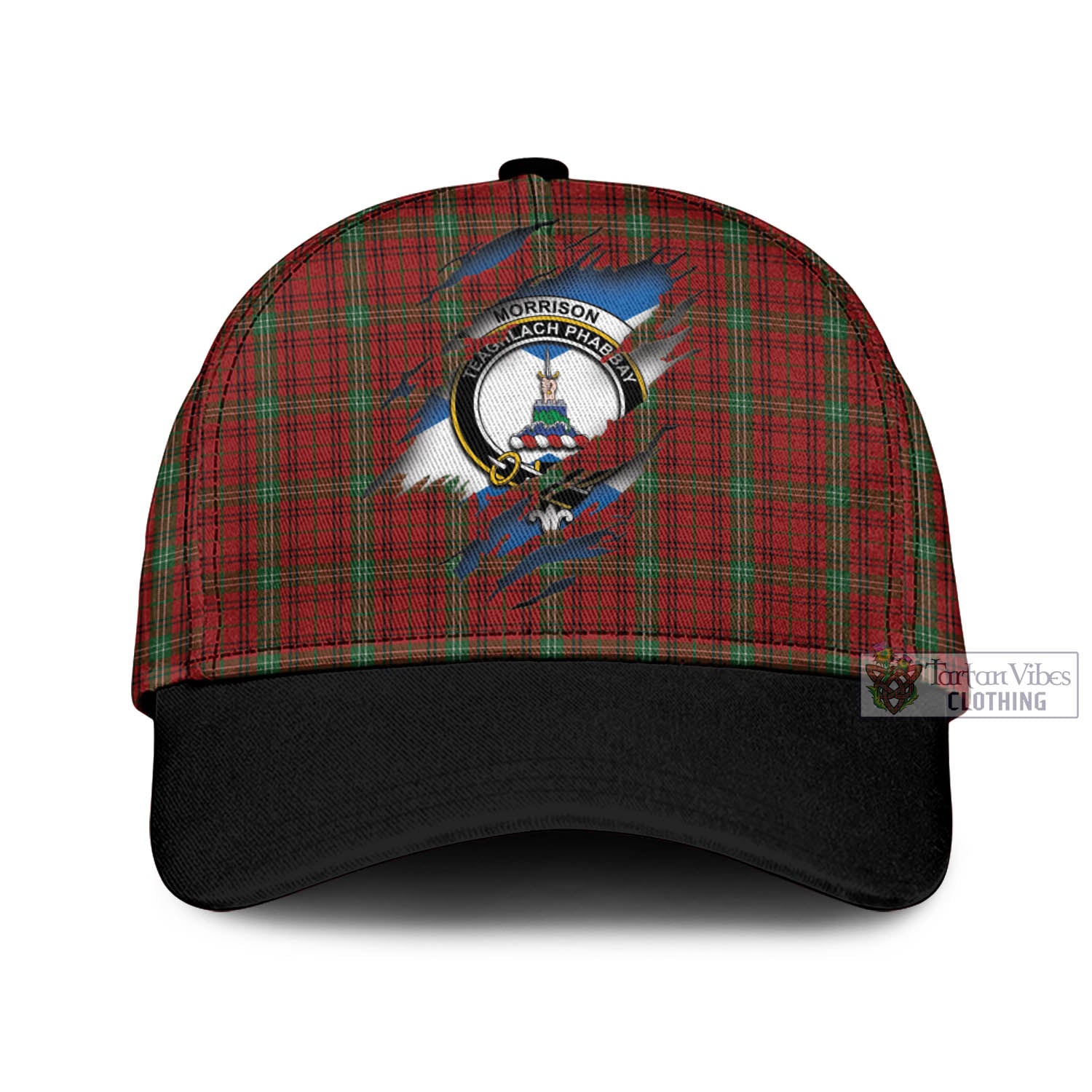 Tartan Vibes Clothing Morrison Tartan Classic Cap with Family Crest In Me Style