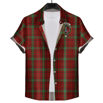 Morrison Tartan Short Sleeve Button Down Shirt with Family Crest