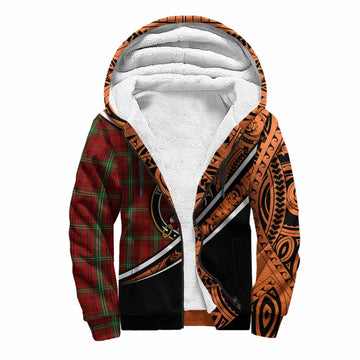 Morrison Crest Tartan Sherpa Hoodie with Polynesian Vibes Style - Orange Version