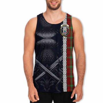 Morrison Tartan Men's Tank Top with Family Crest Cross Sword Thistle Celtic Vibes