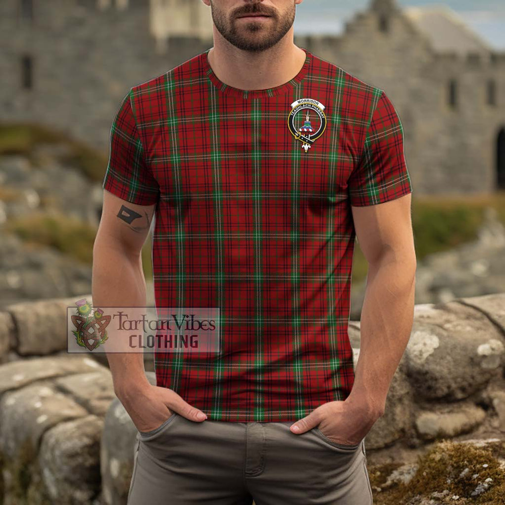 Morrison Tartan Cotton T-Shirt with Family Crest Men's Shirt - Tartanvibesclothing Shop