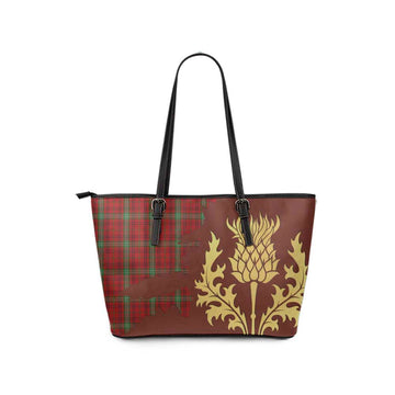 Morrison Tartan Leather Tote Bag Gold Thistle Style - Tartan Vibes Clothing