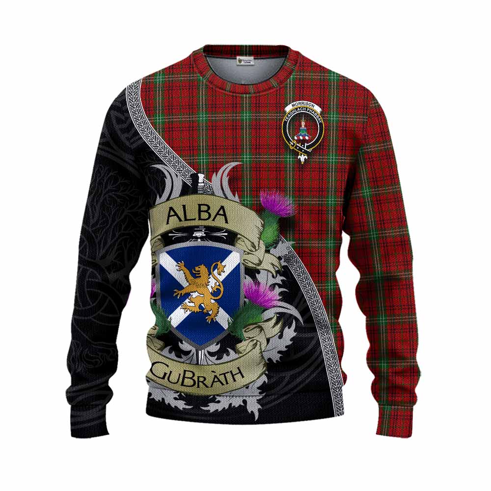 Morrison Tartan Family Crest Knitted Sweater Lion Rampant Royal Thistle Shield Celtic Inspired Unisex - Tartan Vibes Clothing