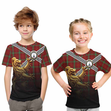Morrison Crest Tartan Kid T-Shirt with Golden Lion Emblem Celtic Style Youth XL Size14 - Tartan Vibes Clothing