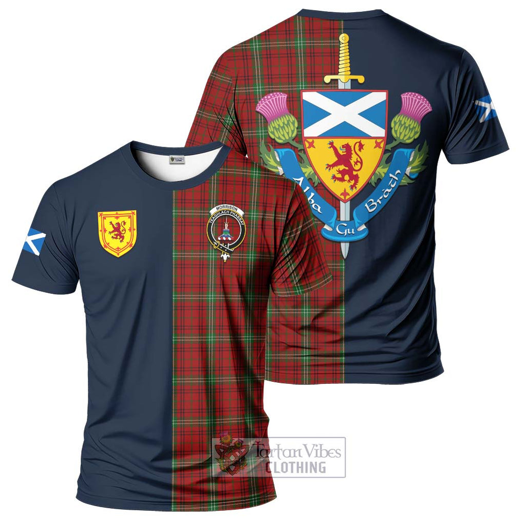 Tartan Vibes Clothing Morrison Tartan T-Shirt Alba with Scottish Lion Royal Arm Half Style