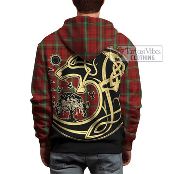 Morrison Tartan Hoodie with Family Crest Celtic Wolf Style