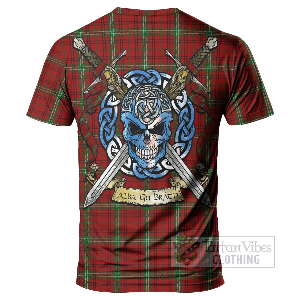 Tartan Vibes Clothing Morrison Tartan T-Shirt with Family Crest Celtic Skull Style