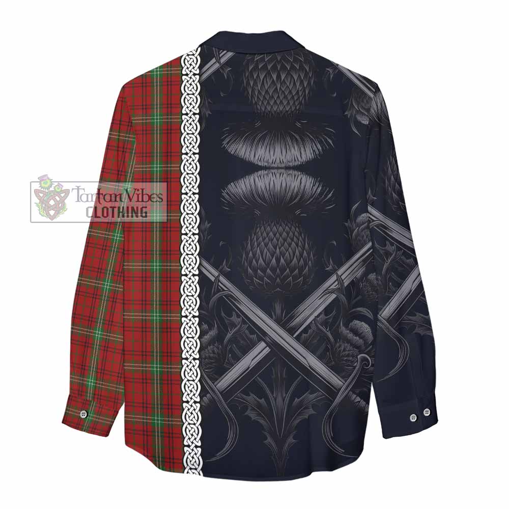 Morrison Tartan Women's Casual Shirt with Family Crest Cross Sword Thistle Celtic Vibes - Tartan Vibes Clothing