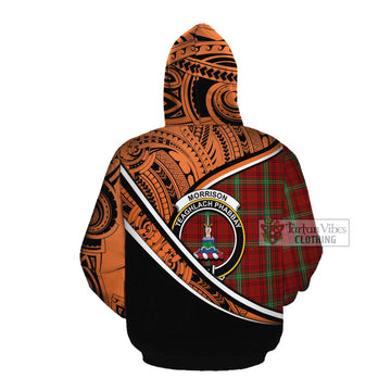 Morrison Crest Tartan Cotton Hoodie with Polynesian Vibes Style - Orange Version