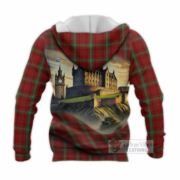 Morrison Tartan Family Crest Knitted Hoodie with Scottish Ancient Castle Style - Tartan Vibes Clothing