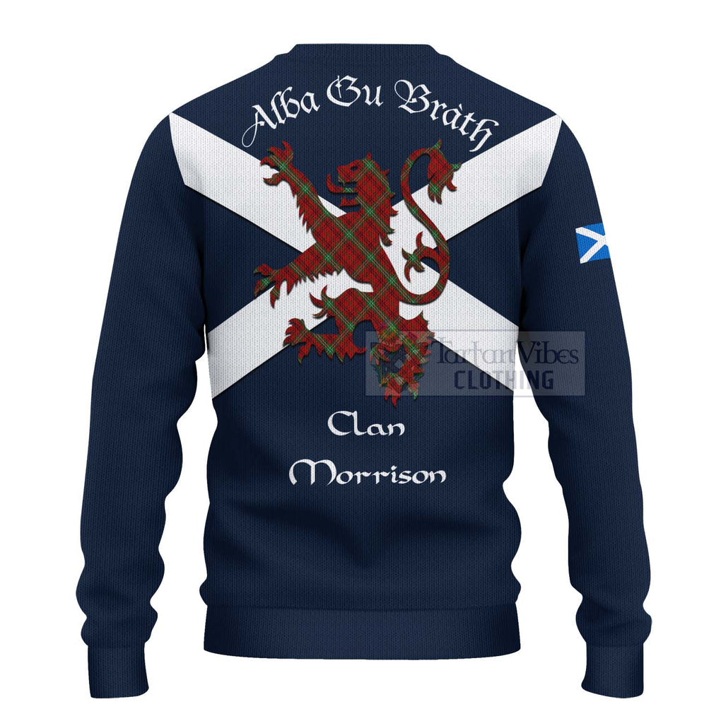 Tartan Vibes Clothing Morrison Tartan Lion Rampant Knitted Sweater – Proudly Display Your Heritage with Alba Gu Brath and Clan Name