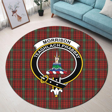 Morrison Tartan Round Rug with Family Crest