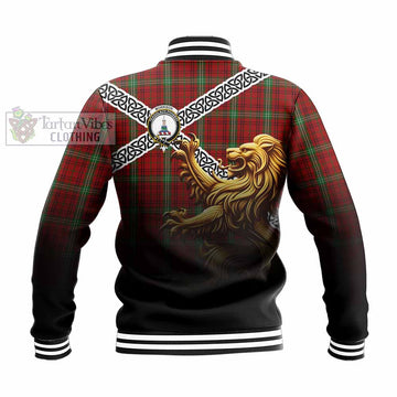 Morrison Crest Tartan Baseball Jacket with Golden Lion Emblem Celtic Style - Tartan Vibes Clothing