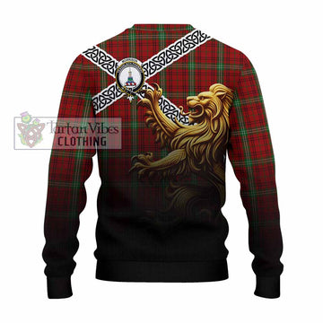 Morrison Crest Tartan Knitted Sweater with Golden Lion Emblem Celtic Style - Tartan Vibes Clothing
