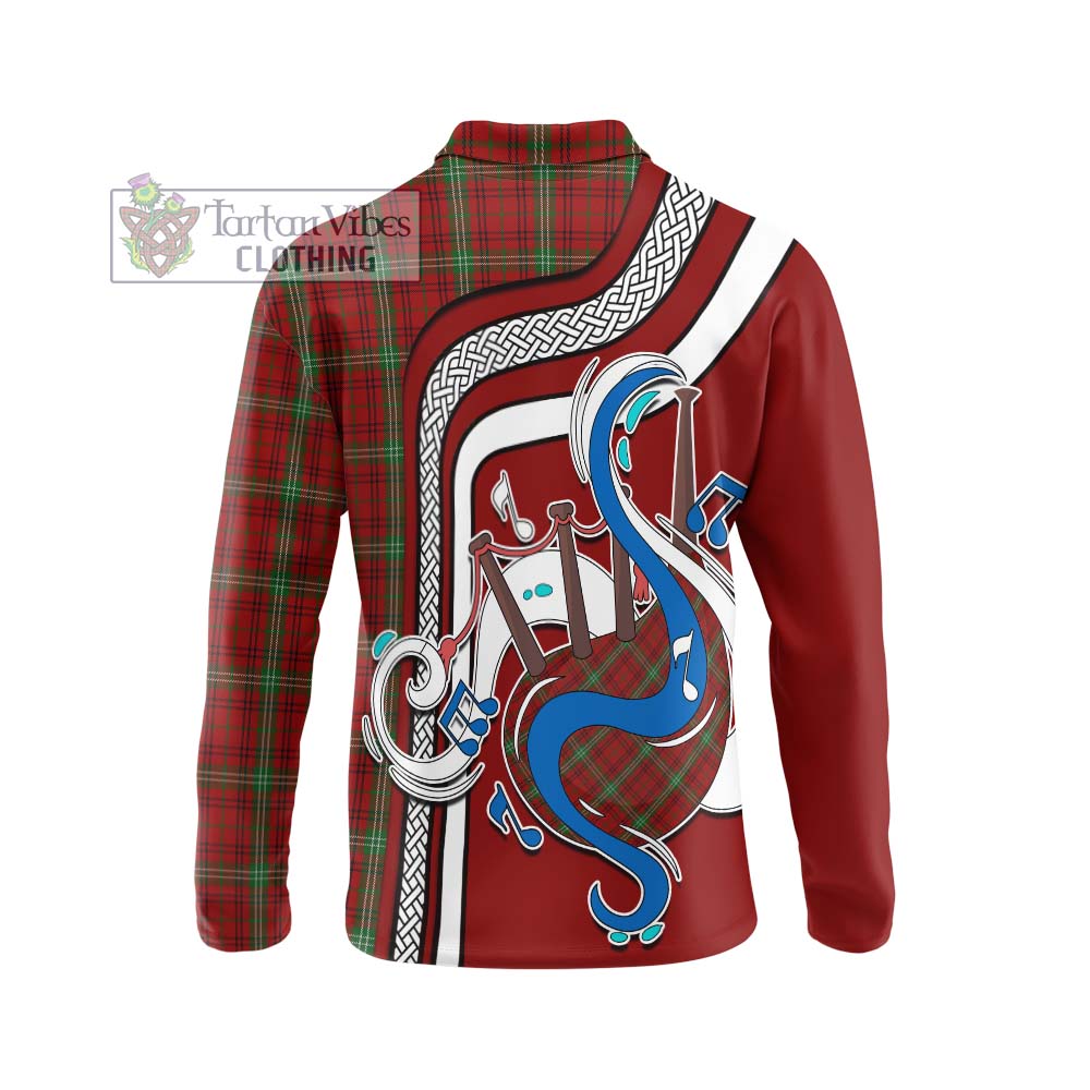 Tartan Vibes Clothing Morrison Tartan Long Sleeve Polo Shirt with Epic Bagpipe Style