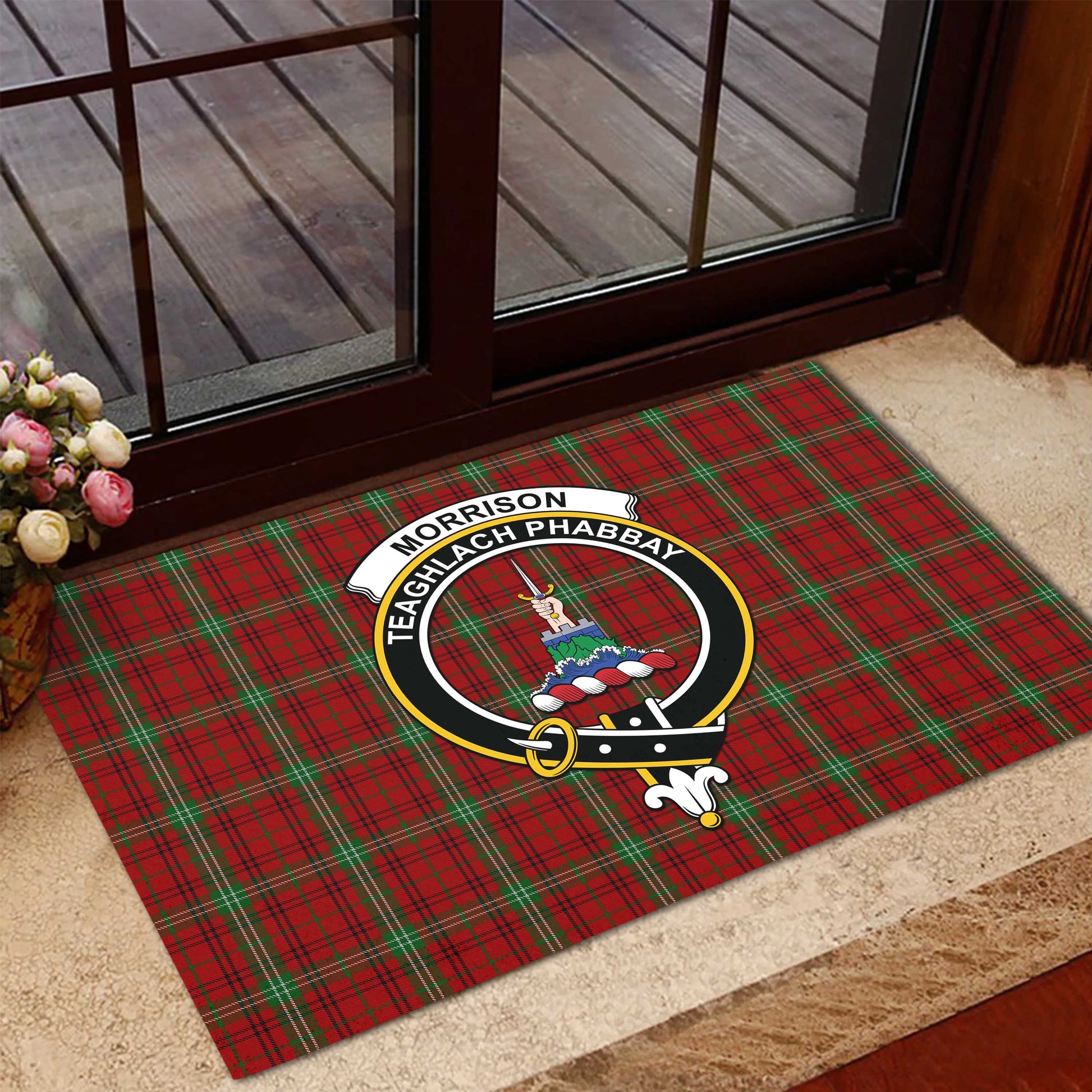 Morrison Tartan Rubber Doormat with Family Crest - Tartan Vibes Clothing