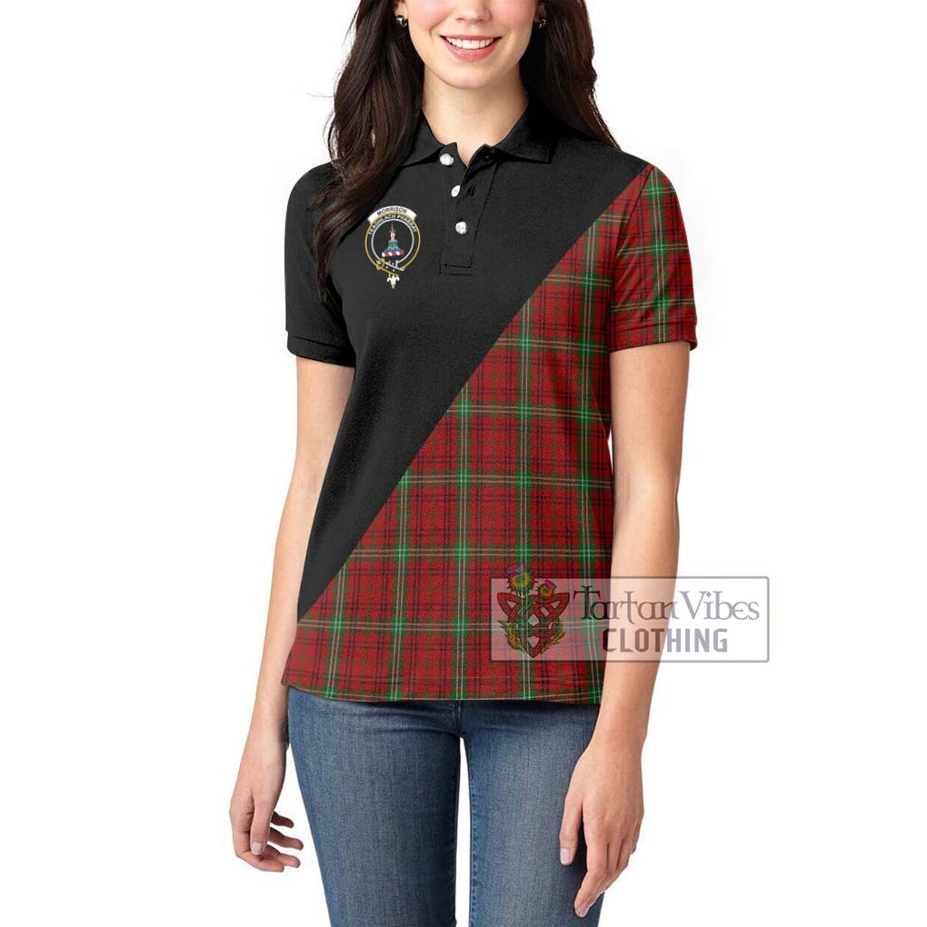 Morrison Tartan Women's Polo Shirt with Family Crest and Military Logo Style - Tartanvibesclothing Shop