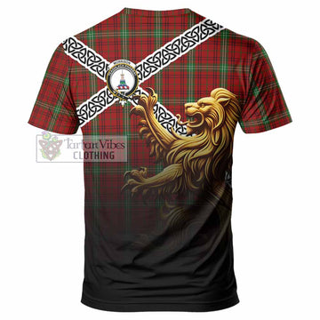 Morrison Crest Tartan T-Shirt with Golden Lion Emblem Celtic Style - Tartan Vibes Clothing