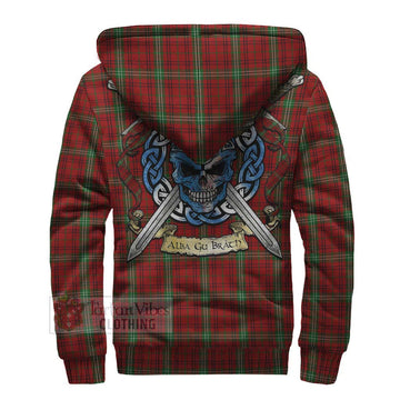 Morrison Tartan Sherpa Hoodie with Family Crest Celtic Skull Style